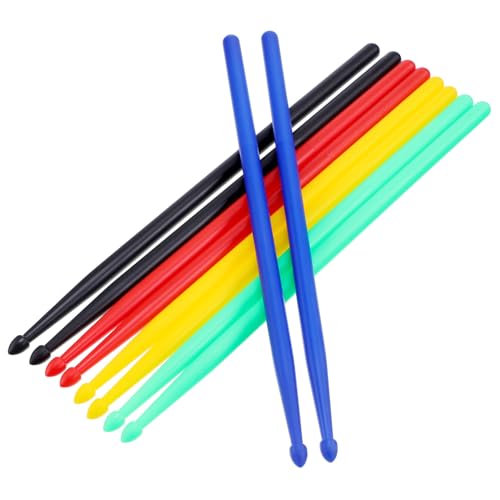 Veemoon 5 Paar Drumsticks Aus Nylon – Bunte Schlagzeug Sticks in Gelb - Rot - Grün Blau Und Schwarz – Perfekt Für Kleine Musiker Und Schlagzeuganfänger von Veemoon