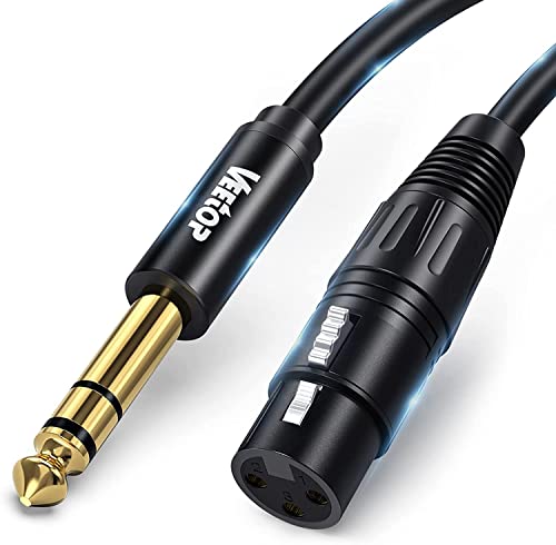 Veetop Kabel XLR Buchse auf TRS Mikrofonkabel XLR Female auf 6,35 mm Klinke mit Stecker 24K Vergoldete (10m) von Veetop