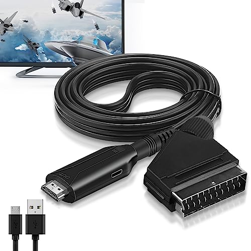 Vegena SCART auf HDMI Konverter mit integriertem 1m SCART-Kabel, HD 1080P Video Audio Adapter für DVD-Player, VHS, Xbox, PS3, Sky Box, und Blu-Ray auf moderne HDTVs ohne SCART-Anschluss von Vegena