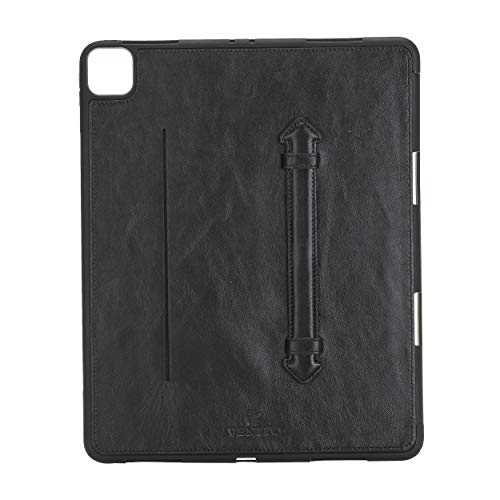 Venito Lecce Schutzhülle aus Leder, kompatibel mit iPad Pro 12.9 (5. Generation, 2021) und (4. Generation, 2020) – Flex-Griff Tablet Wallet... (Rustic Black) von Venito