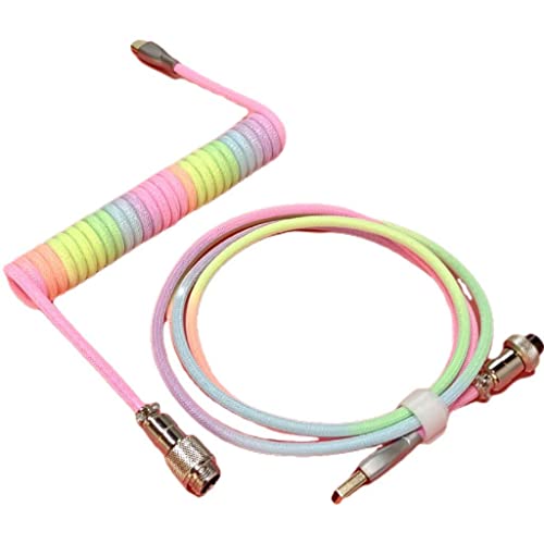 Vepoty Typ-C-USB-Kabel, mechanische Tastatur, Spiralkabel, 1,8 m, gewickelt, mechanische Tastatur, Luftfahrt-Anschluss von Vepoty