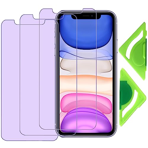 Anti-Blaulicht-Displayschutzfolie für iPhone 11 und iPhone XR (3 Stück) mit General Aligner, 2.5D Edge 9H gehärtetes Glas Schutzfolie für iPhone XR und iPhone 11 von VerTreV