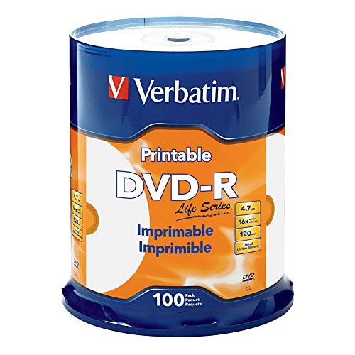 Life Series Verbatim DVD-R bedruckbar Disc Spindel, 100 Stück von Verbatim