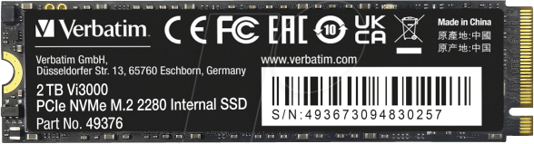VERBATIM 49376 - Verbatim Vi3000 PCIe NVMe M.2 SSD 2 TB von Verbatim