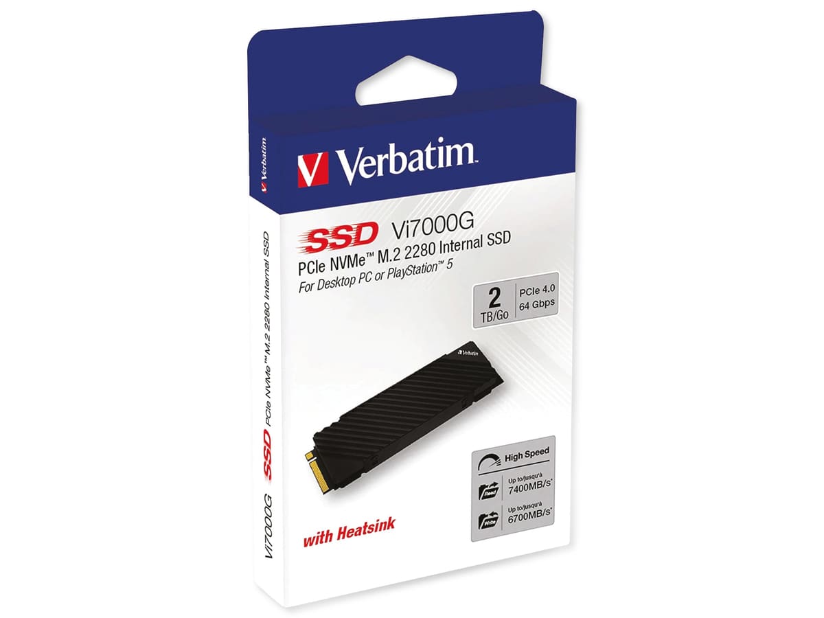 VERBATIM M.2 2280 SSD Vi7000G, PCIe 4.0, 2 TB VERBATIM M.2 2280 SSD Vi7000G, PCIe 4.0, 2 TB von Verbatim