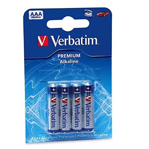 VERBATIM Premium AAA-Alkalibatterien, 1,5V, AAA-LR03 Micro, Batterien-AAA, Batterien für MP3-Player, Kamera, Fernbedienung, Rasierapparat uvm, Premium Alkaline-Batterie, 4 Stück von Verbatim