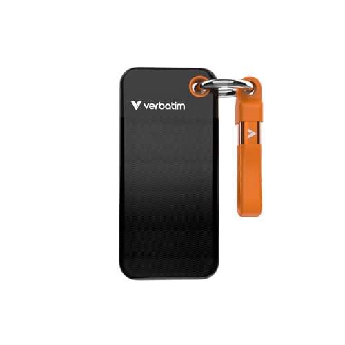 Verbatim Pocket SSD 2 TB (Externe NVMe SSD, USB 3.2 Gen 2, bis zu 1.000 MB/s Lese- und Schreibgeschwindigkeit, Portable Festplatte für Mac, PC & Spielekonsole, Schwarz/Orange) von Verbatim