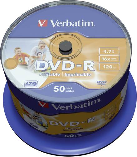Verbatim 43533 DVD-R Rohling 4.7GB 50 St. Spindel Bedruckbar von Verbatim