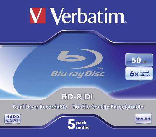 Verbatim 43748 Blu-ray BD-R DL Rohling 50GB 5 St. Jewelcase von Verbatim