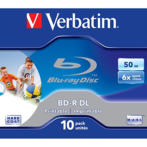 Verbatim BD-R DL 50GB 6X Wide Printable 10pk - Leere Blu-Ray Discs (Jewelcase) von Verbatim
