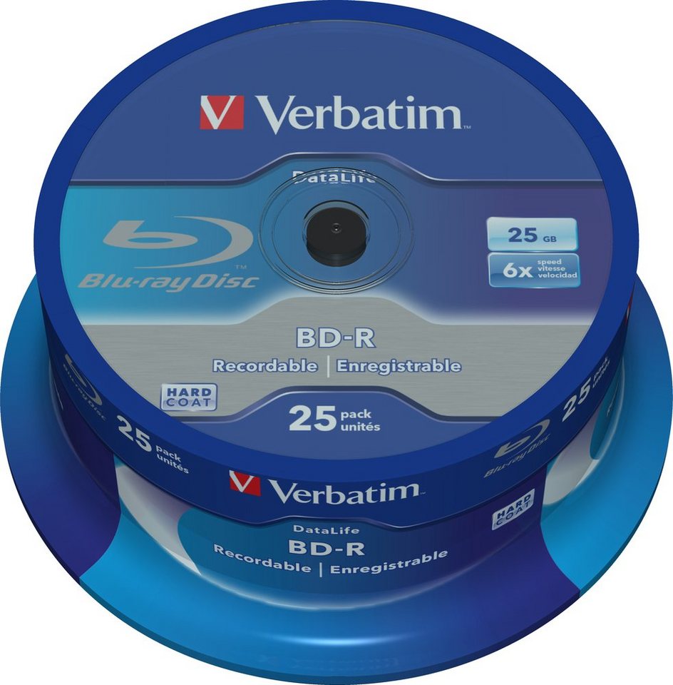 Verbatim Blu-ray-Rohling 25 Verbatim Rohlinge Blu-ray BD-R 25GB 6x Spindel von Verbatim