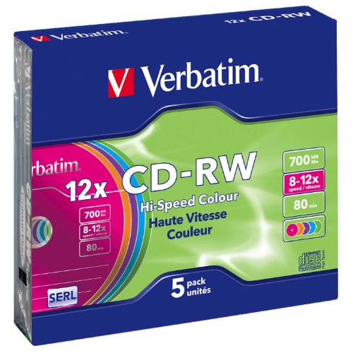 Verbatim CD-RW DataLifePlus 8-10X 700MB Colour,5 Pack, 43167 (Colour,5 Pack) von Verbatim