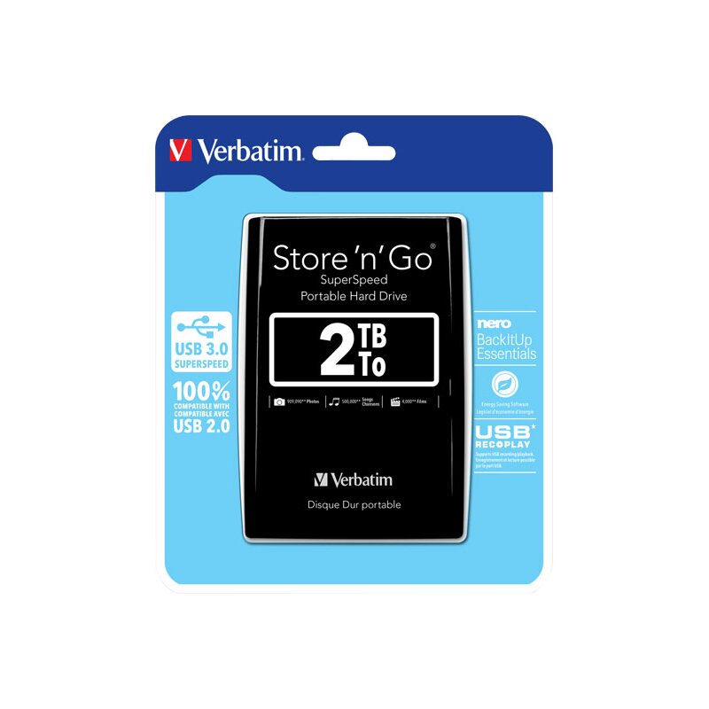 Verbatim Festplatte 2TB, USB 3.0, 6.35cm (2.5''), schwarz von Verbatim