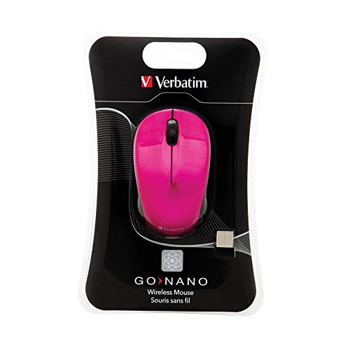 Verbatim GO NANO-Computermaus, kabellose Maus mit 3 Tasten, Funkmaus für Laptop, Notebook, PC und MAC mit 2,4 GHz-Funktechnologie und 1600 dpi, Verbindung via Nano-Receiver, Pink von Verbatim