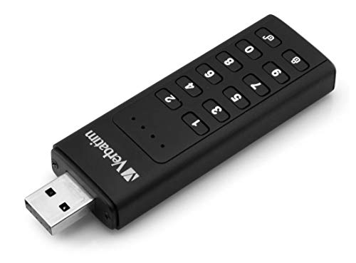 Verbatim Keypad Secure USB-Stick, USB-3.2 Gen 1, 32GB, Speicherstick mit Passcodeschutz & Verschlüsselung, inkl. USB-A Verlängerungskabel, USB-3 für Laptop Notebook & Co, schwarz von Verbatim