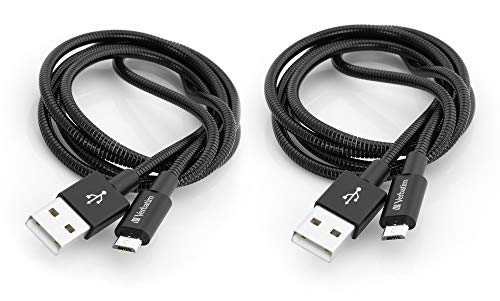 Verbatim Lightning USB Ladekabel, 2er Pack schwarz,2x 100 cm, robustes Ladekabel mit Knickschutz für iPhone Modelle, Lightning Kabel, USB Ladegerät, Handyladekabel von Verbatim