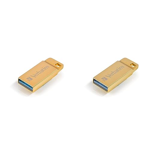 Verbatim Metal Executive USB 3.0-Stick 16 GB, USB-Stick - Wasser- und staubdicht - bis zu 80 MB/s Lesen - bis zu 25 MB/s Schreiben - Gold (Packung mit 2) von Verbatim