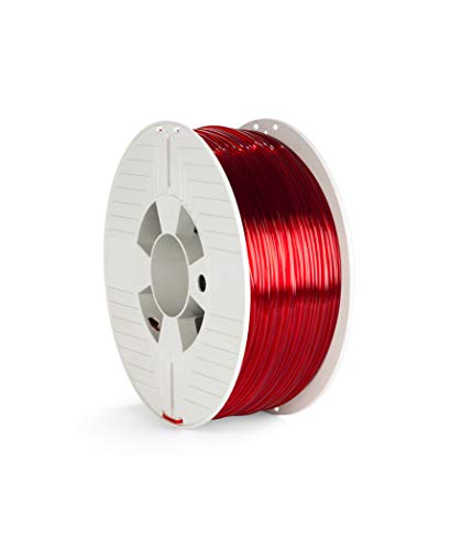 Verbatim PET-G-Filament 3D-Druck, 2,85mm, 1kg, Polyethylenterephthalat-Glykol-Filament zur Materialextrusion, für 3D-Drucker & 3D-Stift, 3D-Drucker-Filament aus PET-G, rot-transparent von Verbatim