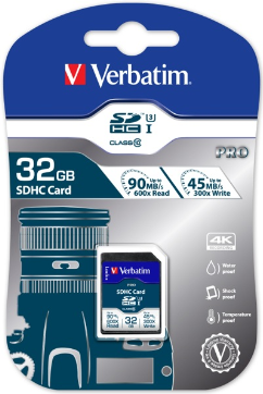 Verbatim PRO - Flash-Speicherkarte - 32GB - UHS Class 3 / Class10 - 300x/600x - SDHC UHS-I (47021) von Verbatim
