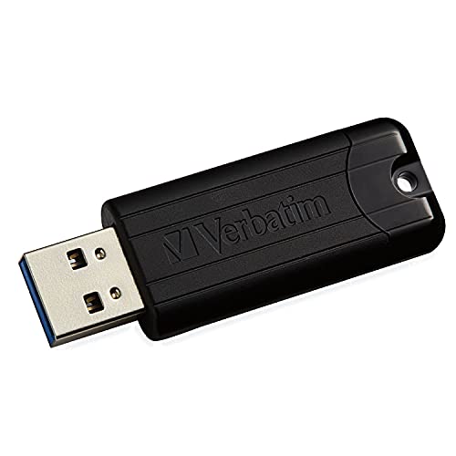 Verbatim PinStripe USB-Stick, 16GB, USB 3.2 Gen 1, USB Speicherstick, externer Speicher für Laptop Notebook Ultrabook TV Autoradio, USB-3, Datenstick mit Schiebemechanismus, schwarz von Verbatim