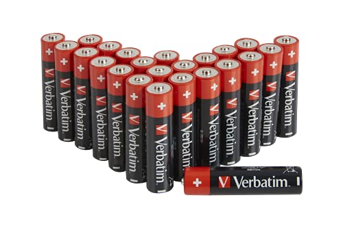 Verbatim Premium AA-Alkalibatterien, 1,5V, AA-LR6 Mignon, Mignon-Batterien AA, Batterien für MP3-Player, Kamera, Fernbedienung, Rasierapparat UVM, Premium Alkaline-Batterie, 24 Stück von Verbatim