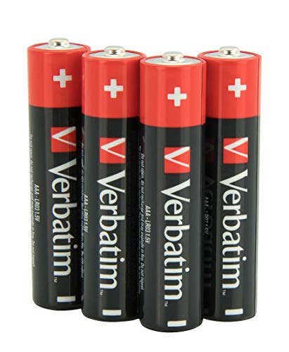 Verbatim Premium AAA-Alkalibatterien, 1,5V, AAA-LR03 Micro, Batterien-AAA, Batterien für MP3-Player, Kamera, Fernbedienung, Rasierapparat uvm, Premium Alkaline-Batterie, 4 Stück von Verbatim
