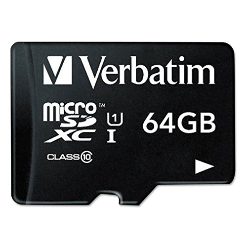 Verbatim Premium Micro SDXC Speicherkarte mit Adapter, 64 GB, Datenspeicher für Foto- und Video-Aufnahmen, Micro SD Karte in schwarz, ideal für Handy, Kamera oder Tablet von Verbatim
