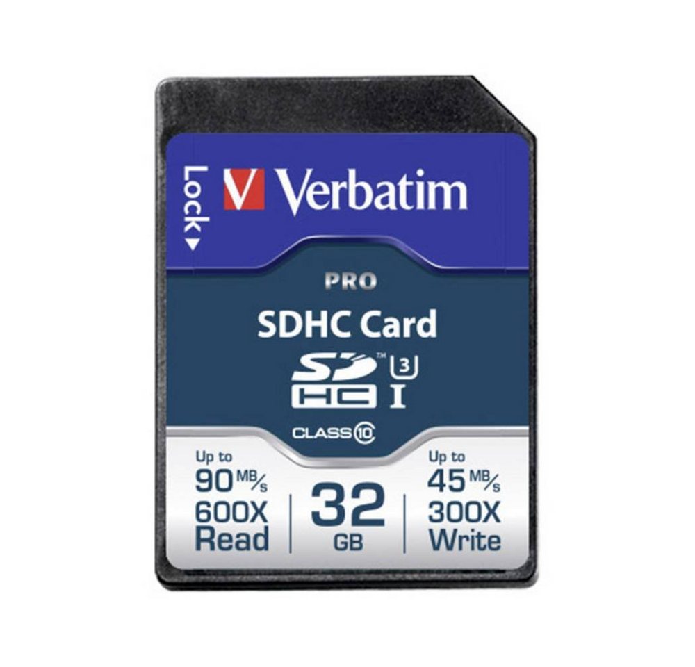 Verbatim SDHC-Karte 32GB Class 10 UHS-I U3 Speicherkarte von Verbatim