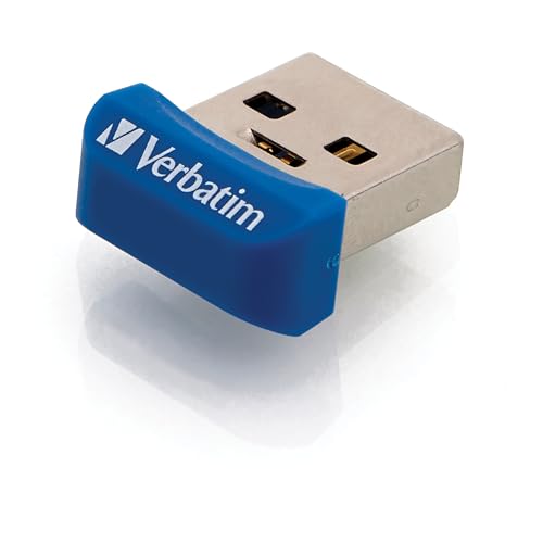Verbatim Store 'n' Stay Nano USB-Stick, USB-3.2 Gen1, 32 GB, Speicherstick mini, USB-3-Stick für Laptop Notebook Ultrabook TV Autoradio, USB Nano Stick, flacher USB-Stick, blau von Verbatim
