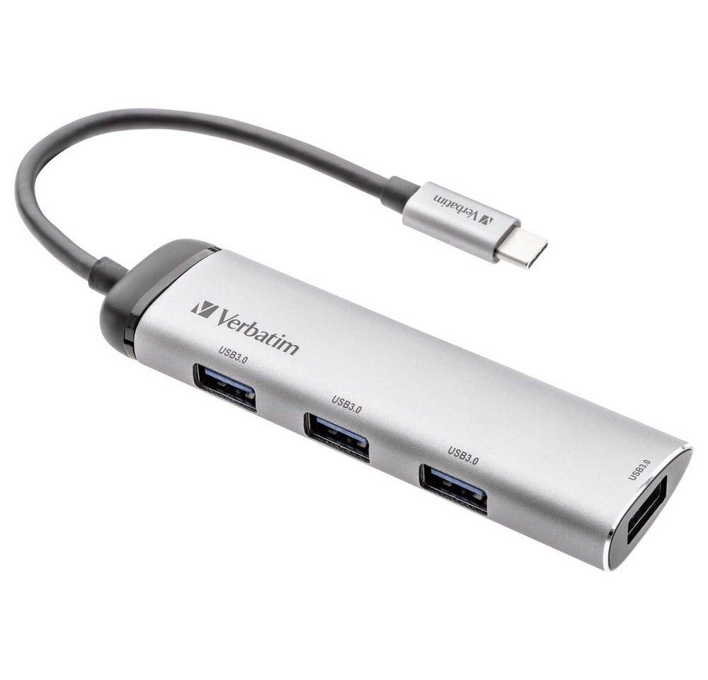 Verbatim USB-Verteiler Verbatim 4 Port USB 3.2 Gen 1-Hub (USB 3.0) mit USB-C® Stecker, LED-A von Verbatim