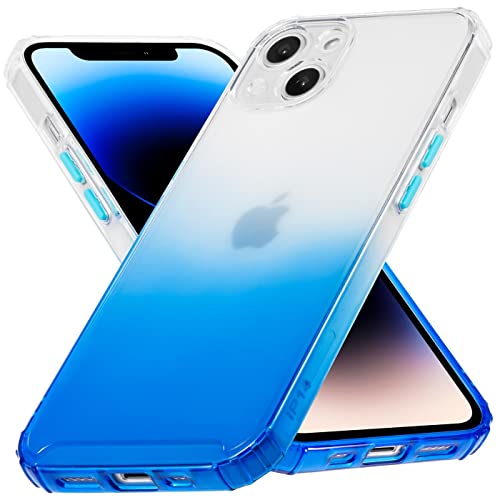 Verco Farbwechsel Hülle für Apple iPhone 14 Plus, Schutzhülle Handy Cover Transparent mit Farbverlauf und Kameraschutz Slim Case, Blau von Verco