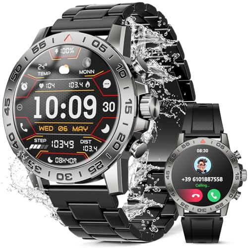 Verfupet Smartwatch Herren 1,39 Zoll Uhren Fitness Tracker Uhr mit Schrittzähler Sportuhr Herzfrequenz Blutsauerstoff Schlafmonitor 5 ATM Wasserdicht Fitnessuhr Smart Watch Kompatibel iOS Android von Verfupet