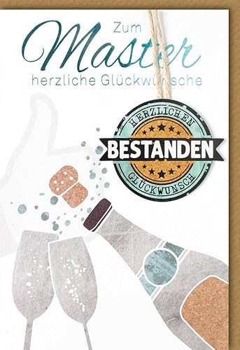 Verlag Dominique Glückwünschkarte Master Bestanden Sektflasche - mit Umschlag von Verlag Dominique