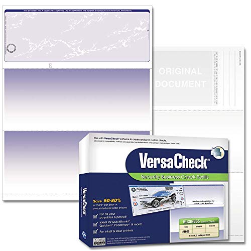 VersaCheck TopSecure Business Blank Checks mit UV Sicherheit und DNA Biomarker, Form 1000, Prestige Muster, blau - 500 Blatt von VersaCheck