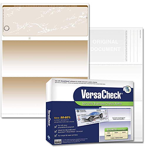 VersaCheck TopSecure Business Blank Checks mit UV Sicherheit und DNA Biomarker, Form 1000, Prestige Pattern, Tan - 1000 Blatt von VersaCheck