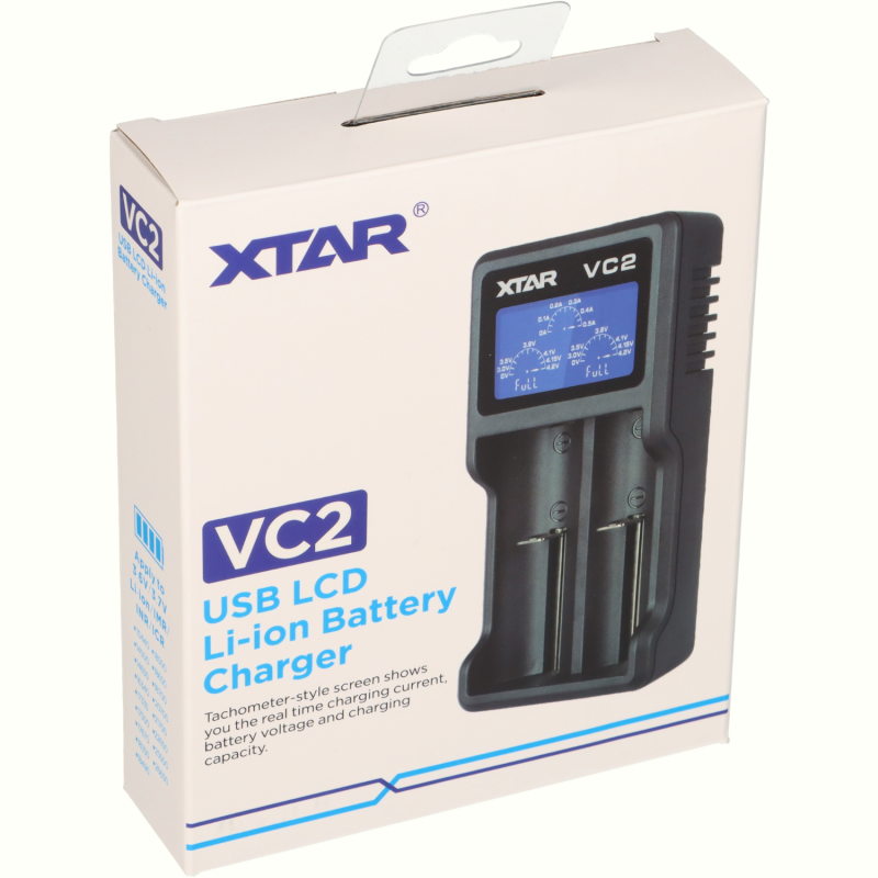 Xtar VC2 2-Schacht Lithium USB-Ladegerät (Micro USB-Eingang, LC-Display) von Verschiedene