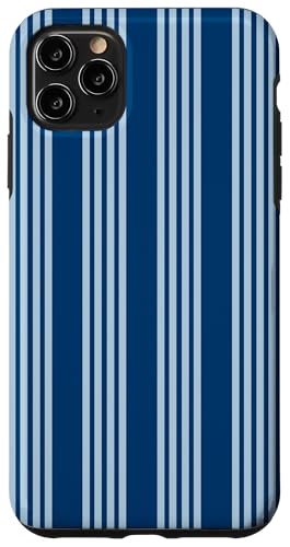 Hülle für iPhone 11 Pro Max Blau Marineblau gestreift Girly Aesthetic Preppy Stripes von Vertical Stripes Elegant Pattern