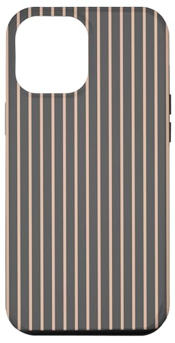 Hülle für iPhone 12 Pro Max Grau-rosa gestreifte mädchenhafte ästhetische adrette Streifen von Vertical Stripes Elegant Pattern