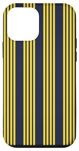 Hülle für iPhone 12 mini Blau Marineblau Gelb Gestreift Ästhetische Mädchen Preppy Streifen von Vertical Stripes Elegant Pattern