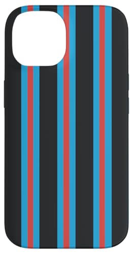 Hülle für iPhone 14 Schwarz Blau Gestreift Ästhetisch Girly Adrett Rot Streifen von Vertical Stripes Elegant Pattern