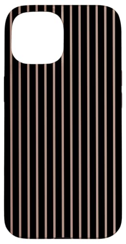 Hülle für iPhone 15 Schwarz Braun gestreift Girly Aesthetic Preppy Tan Stripes von Vertical Stripes Elegant Pattern