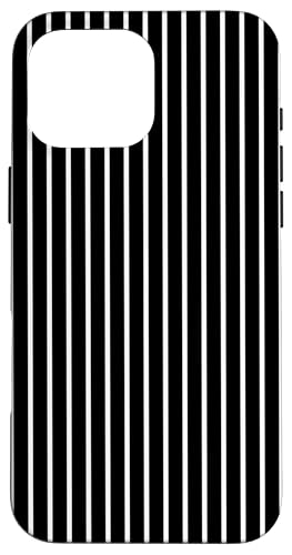 Hülle für iPhone 16 Pro Max Schwarz Weiß gestreift Girly Aesthetic Preppy Stripes von Vertical Stripes Elegant Pattern