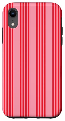 Hülle für iPhone XR Rosa Rot gestreift Girly Aesthetic Preppy Stripes von Vertical Stripes Elegant Pattern