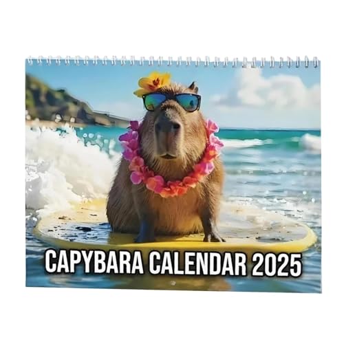 Capybara-Kalender 2025, lustiger Capybara-Monats-Wandkalender, Capybara-Illustrationskalender für Planer, Organisation, 12-monatiger Capybara-Tierkalender von Januar 2025 bis Dezember 2025 zum von Vesidoloy