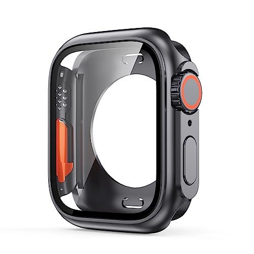 VeveXiao Kompatibel mit Apple Watch Serie 10 46 mm 2024 Displayschutzfolie, Wechsel zu Ultra, PC-Gehäuse aus gehärtetem Glas, Stoßstangen-Schutzhülle für iWatch 46 mm, Serie 10, Grau von VeveXiao