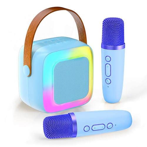 Karaoke Maschine mit 2 Mikrofonen, Mini Modischer Karaoke Anlage tragbare Bluetooth Karaoke Lautsprecher für Kinder & Erwachsene, Perfekt für Partys, Geburtstage & Familientreffen von Vhersily