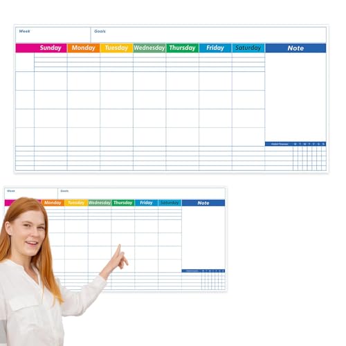 Wand-Whiteboard-Kalender, trocken abwischbarer Kalender für die Wand, 17x35 Zoll Whiteboard Wochen-/Monatsplaner, Selbstklebender Monatsplaner, multifunktionales Whiteboard, farbenfrohes Planungstool von Vibhgtf