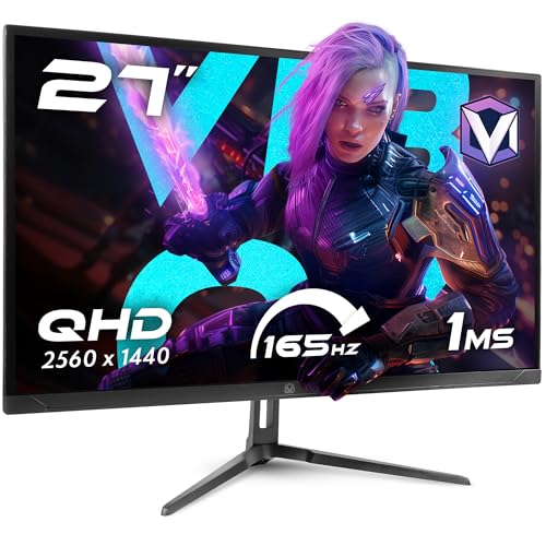 Vibox V27QHD165 Gaming Monitor - 27 Zoll, QHD 1440p Auflösung, 165Hz, 1ms, Adaptive Sync, VA-Panel, HDMI & DisplayPort von Vibox