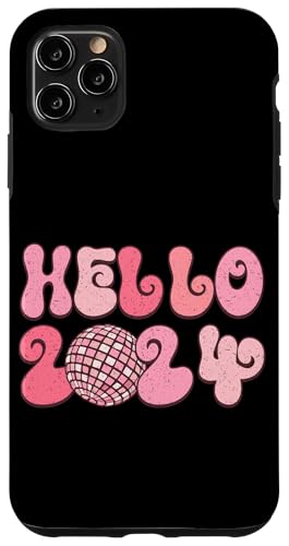 Hülle für iPhone 11 Pro Max Hello 2024 Retro Discokugel Thema Neujahr von Vibrant Retro New Year Disco Vibes Celebration