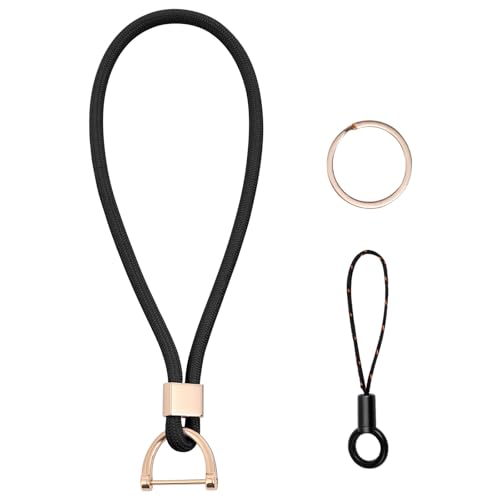 Vicloon Schlüsselband Kurz, Nylon Lanyards mit karabiner, Schlüsselbänder Umhängebänder mit Drehbarem Metallclip Abnehmbare Neck Lanyard Langes Handgelenk Paracord Schlüsselanhänger(Schwarz) von Vicloon